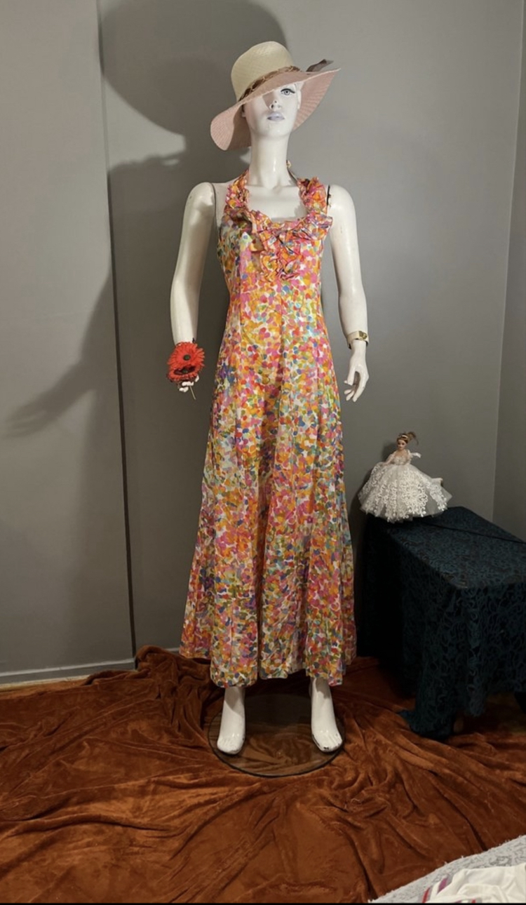Bağcıklı Strappy Detaylı Tie-Dye Desenli Bohem Elbise