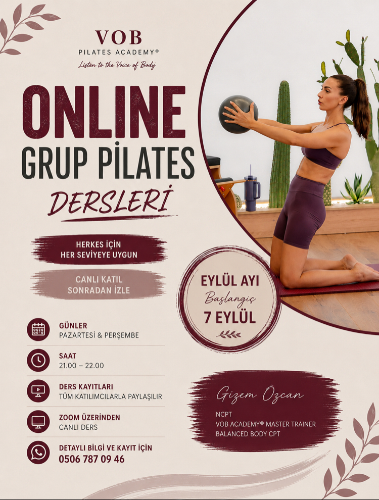 Online Pilates Grup 8 ders- Eylül