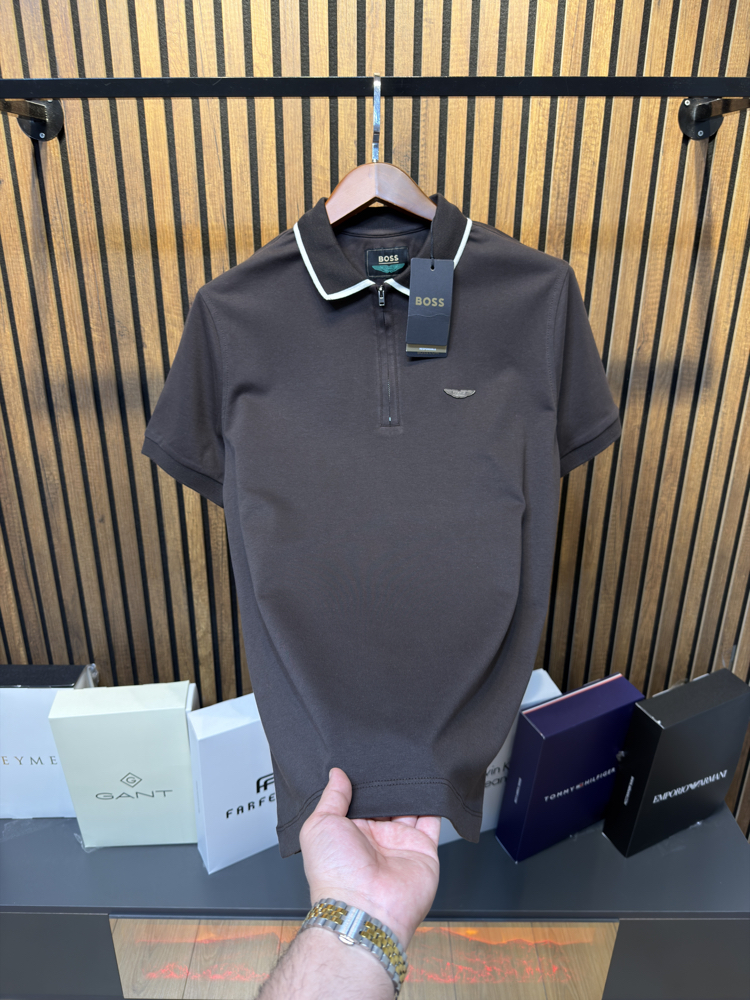 Boss Aston Martin Polo Yaka Acı Kahve Tsihirt Osyho Kumaş