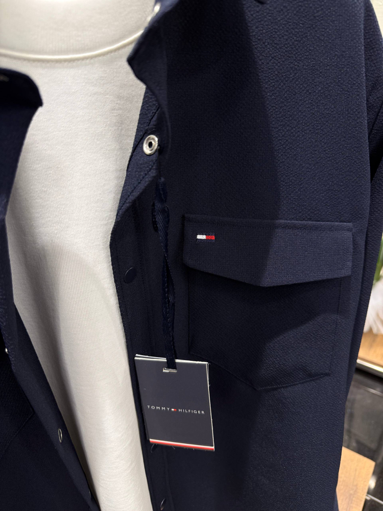 Tommy Hilfiger Gofre Kumaş Çıtçıtlı Gömlek Lacivert