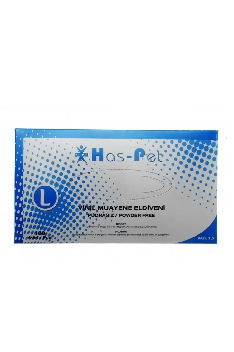 Has-Pet Vinil Eldiven Pudrasız-100 Adet (L BEDEN)