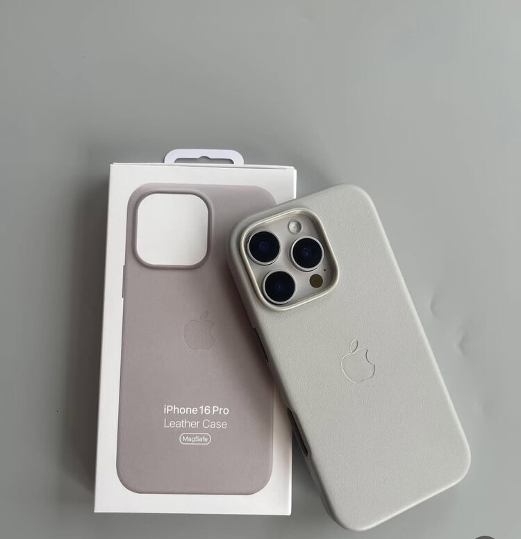 İphohe Deri Kılıf MagSafe Destekli Natural Titanyum