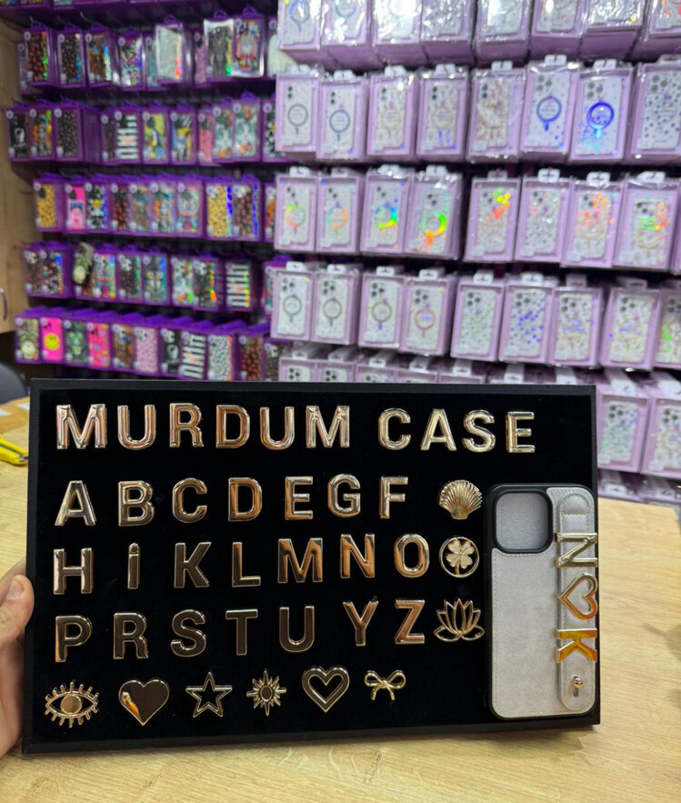 İphone Kişiselleştirilebilir Deri Kılıf Charmlı Gold