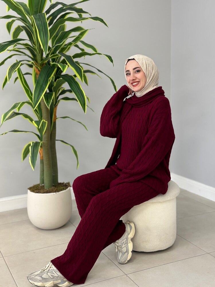 Atkılı saç örgü triko takım
