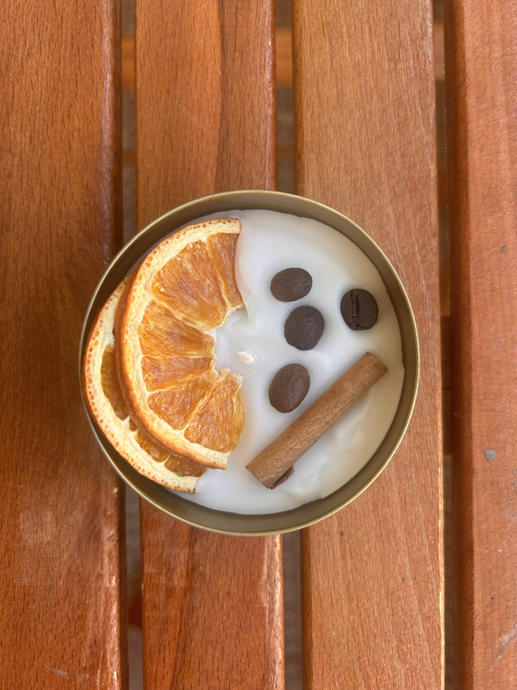 Kahve Esanslı Doğal Soya Kutu Mum