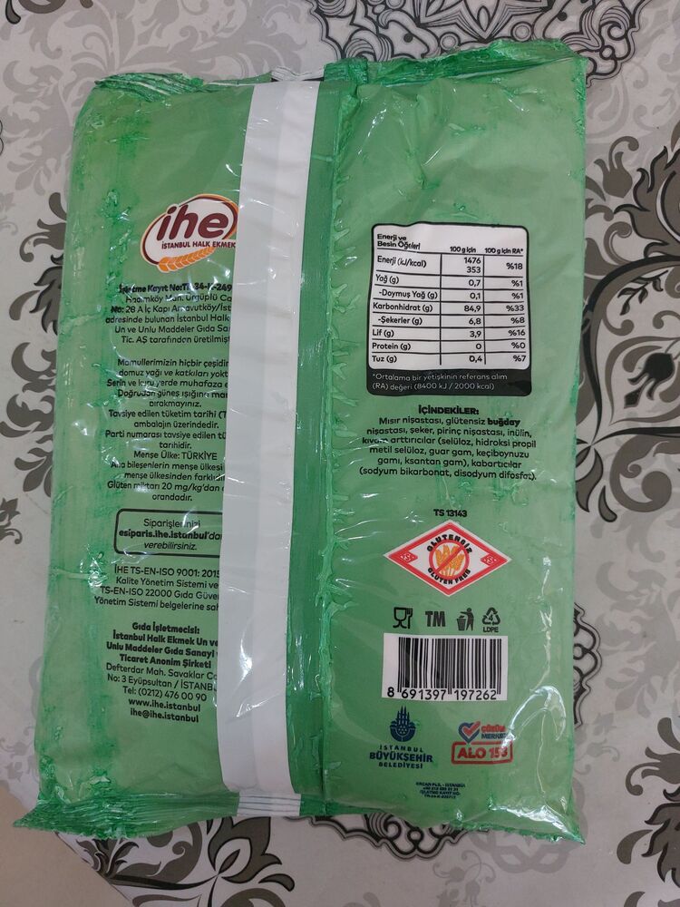 İHE Glutensiz un nişastalı karışım proteinli azaltılmış