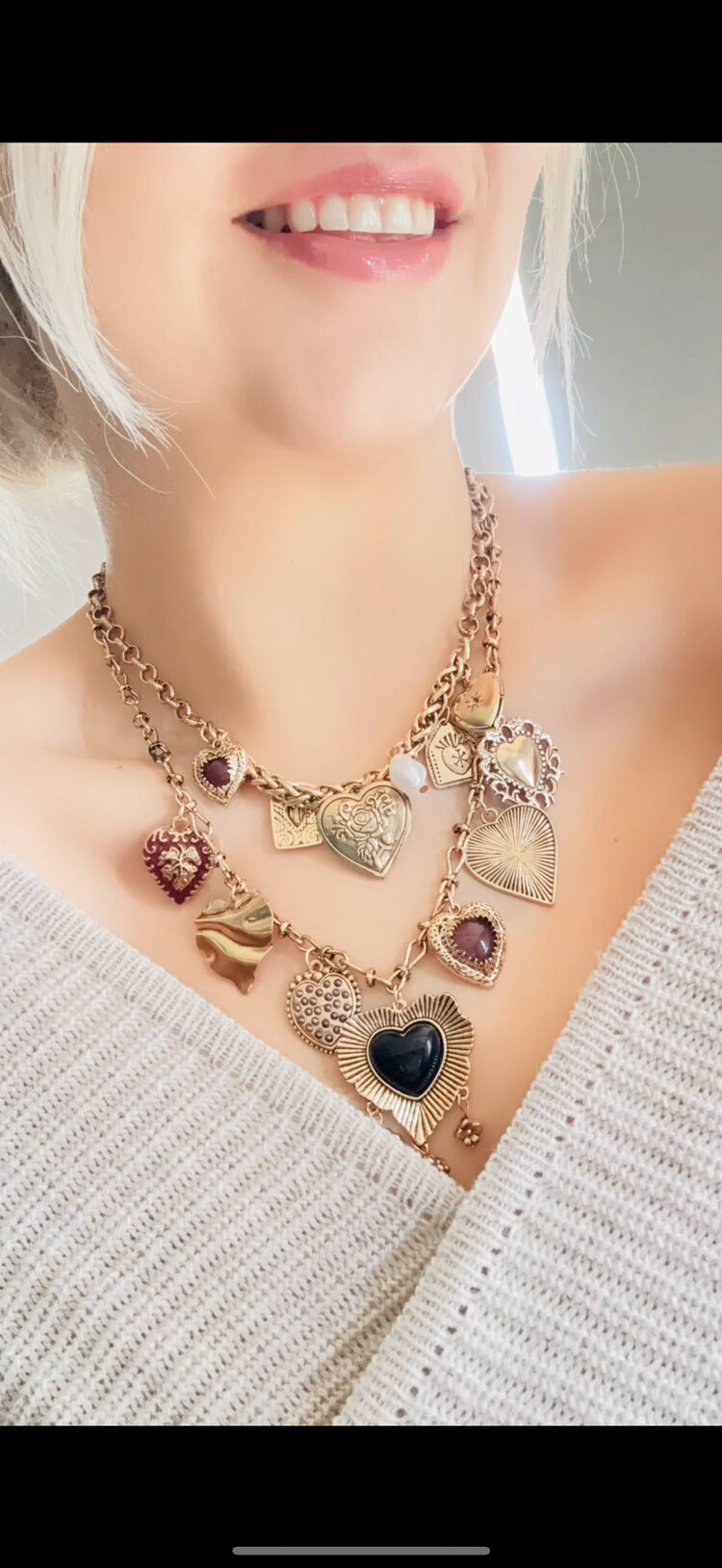 Vintage Tarzı Çok Katmanlı Charm 2 li Kolye