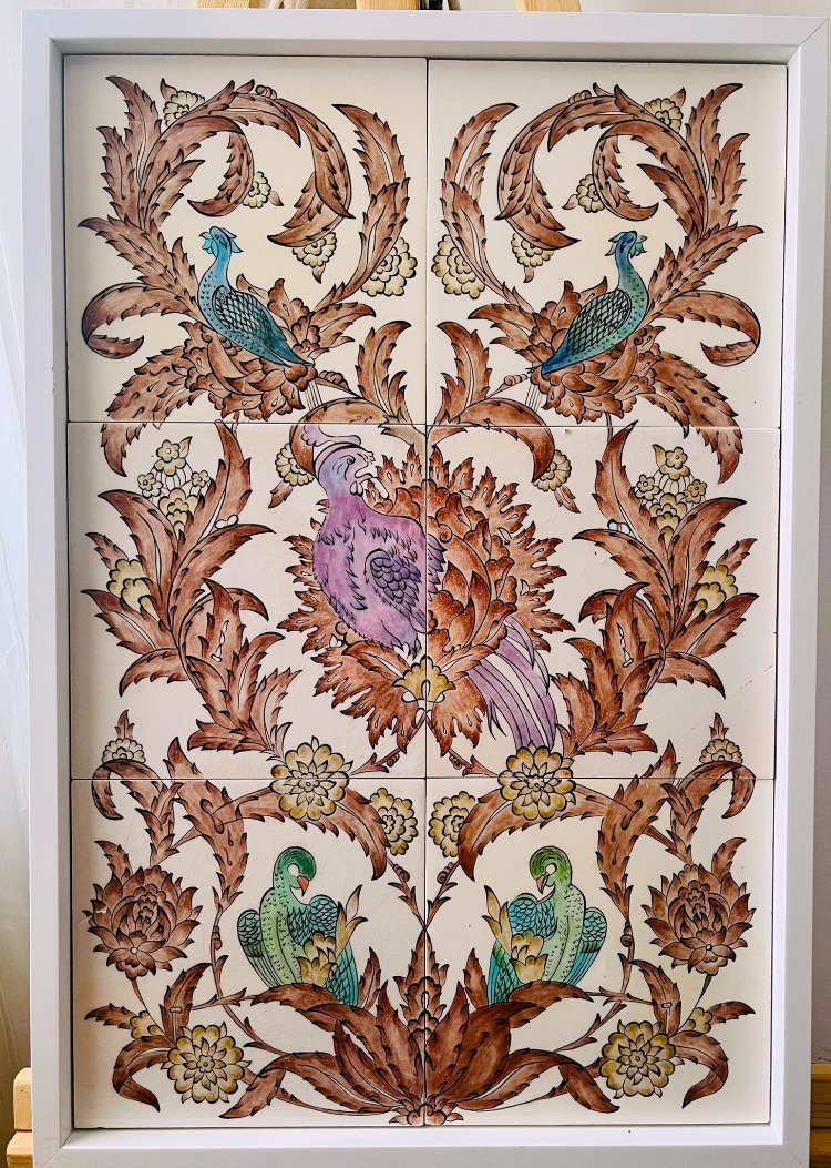 Kuş Motifli Çini El Yapımı Pano 