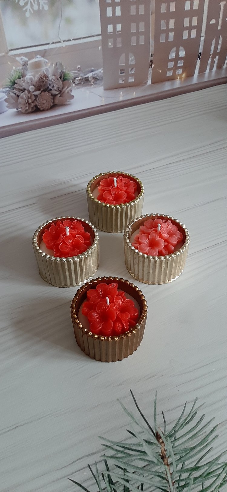 KD391-Çizgili Kase Çiçek Mum