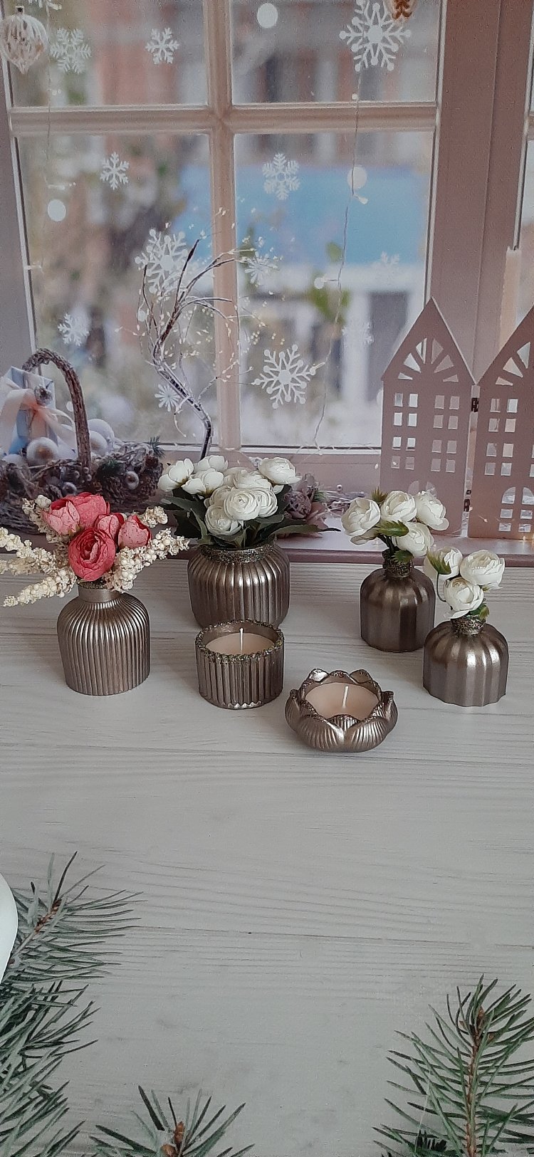 KD342- Vazo ve Mum Set 6 'lı