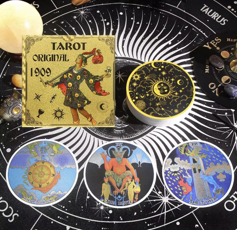 Gold foil tarot- yuvarlak kartlar 