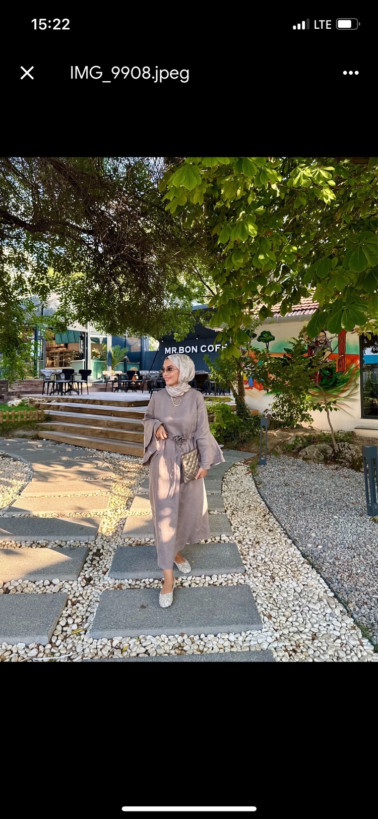 Volanlı Vizon Keten Elbise
