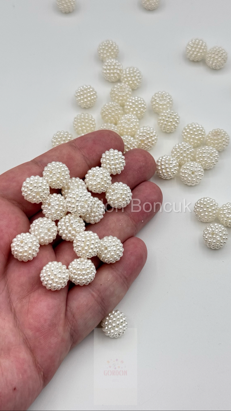 Böğürtlen Boncuk 14MM 500Gram Krem