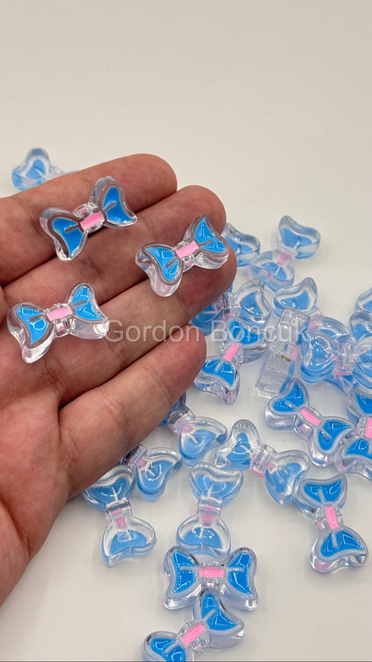 Fiyonk Mavi Model Plastik Boncuk 25Adet