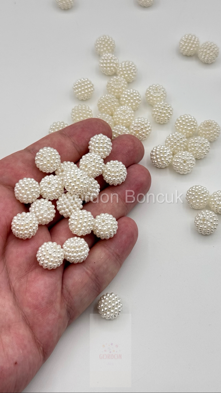 Böğürtlen Boncuk 14MM 500Gram Krem