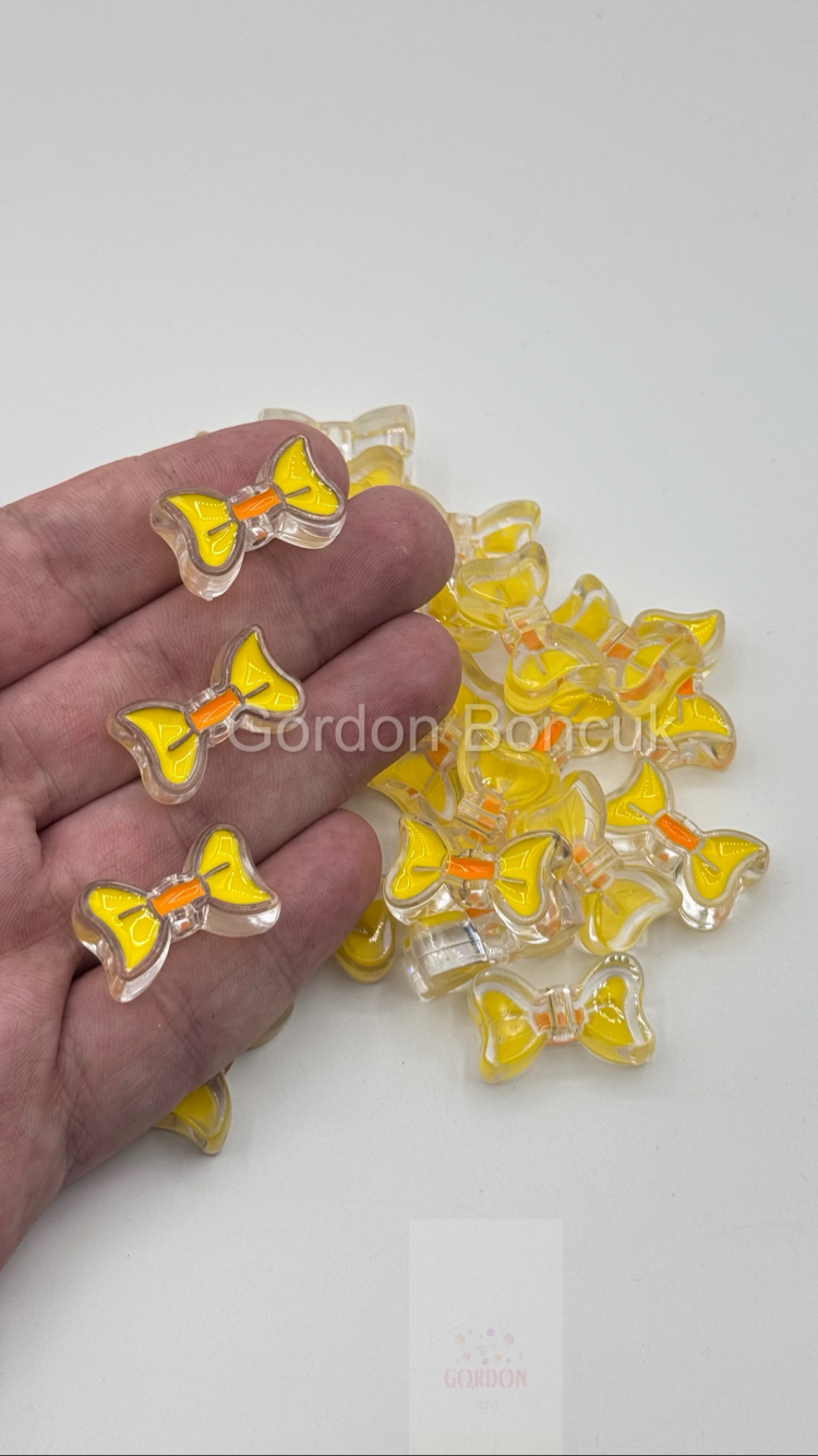 Sarı Fiyonk Model Plastik Boncuk 25Adet
