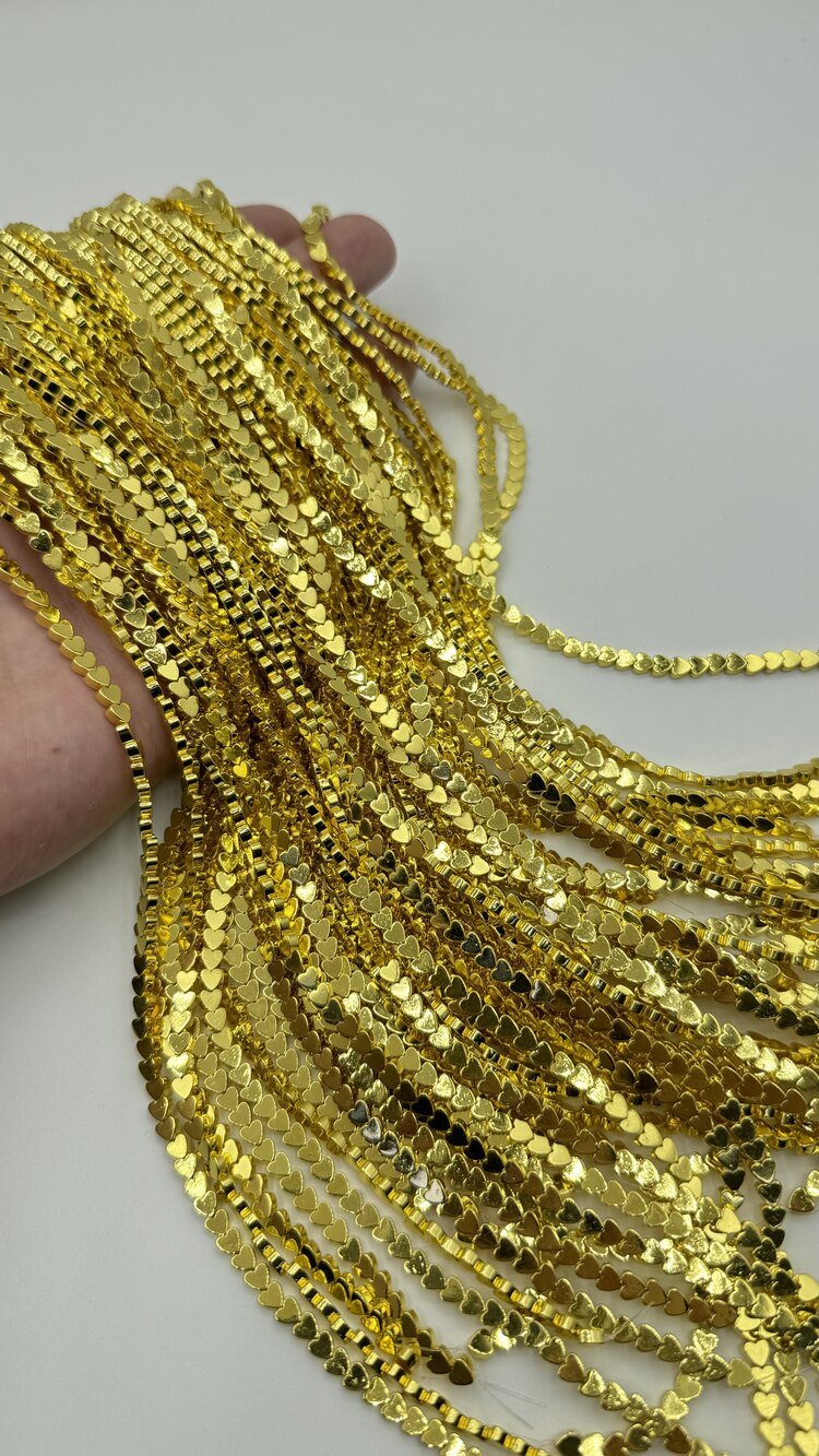 Kalp Hematit 4MM Gold 