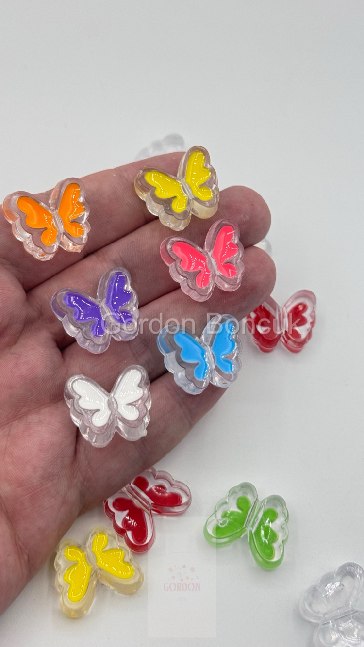 Kelebek Mix Şeffaf Model Plastik Boncuk 20Adet