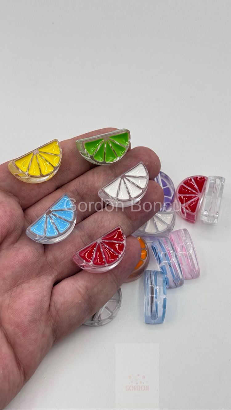 Limon Dilimi Plastik Boncuk 20Adet