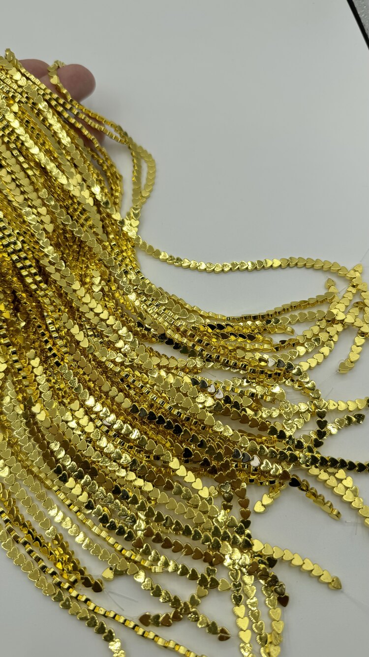 Kalp Hematit 4MM Gold 