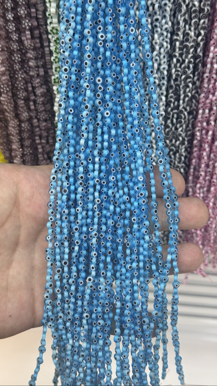 Cam Nazar 4MM Yassı Açık Mavi