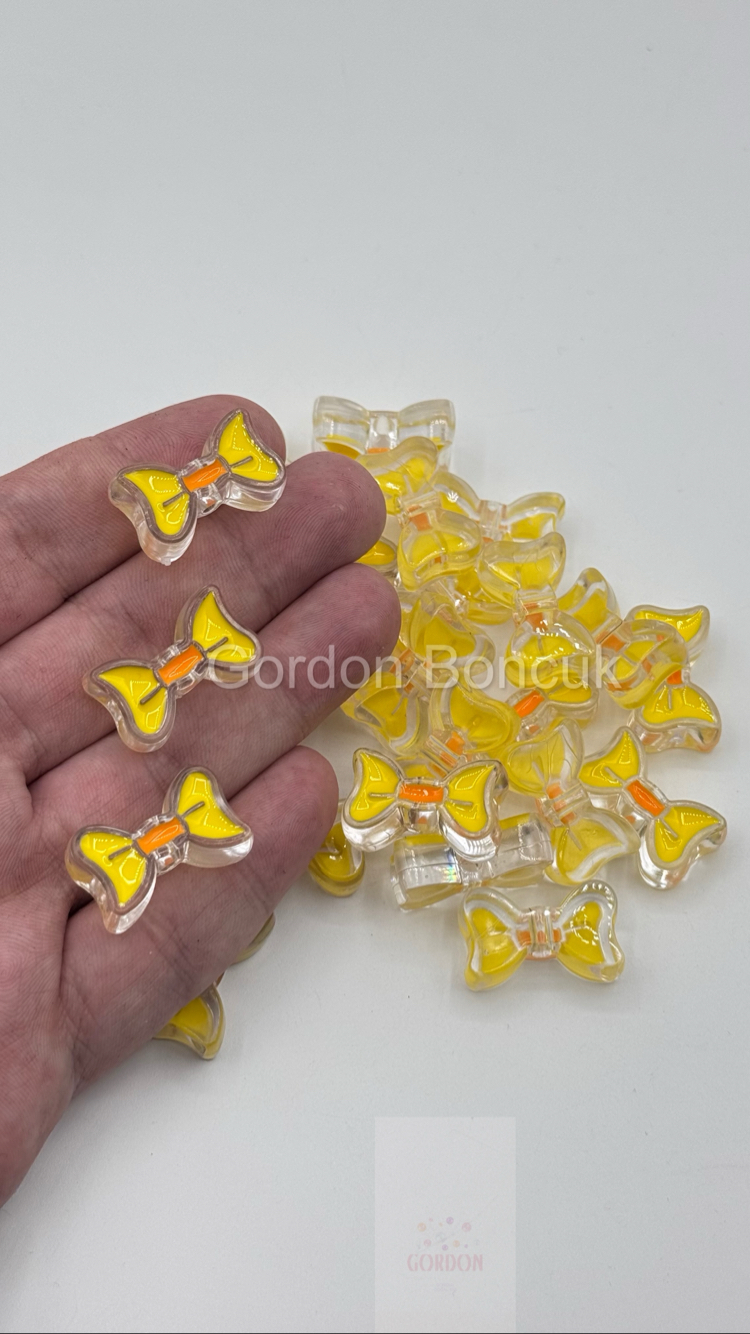Sarı Fiyonk Model Plastik Boncuk 25Adet