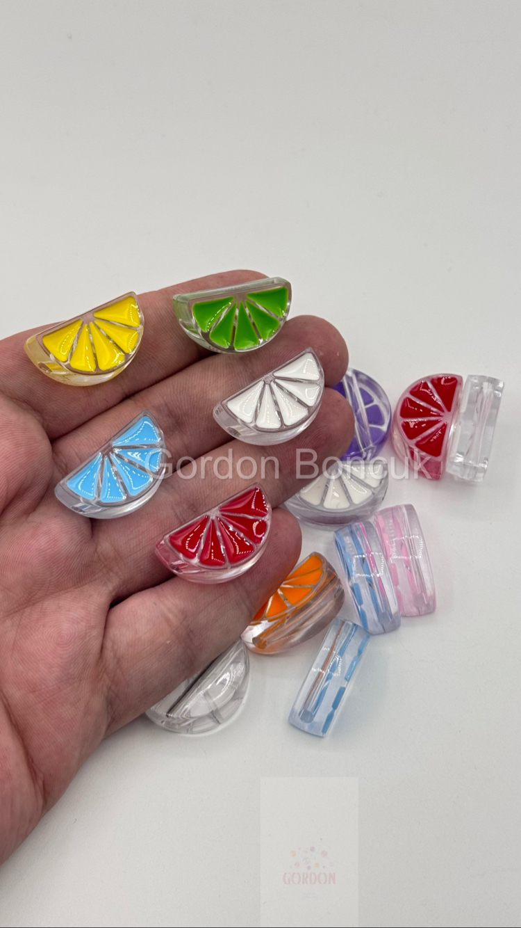 Limon Dilimi Plastik Boncuk 20Adet