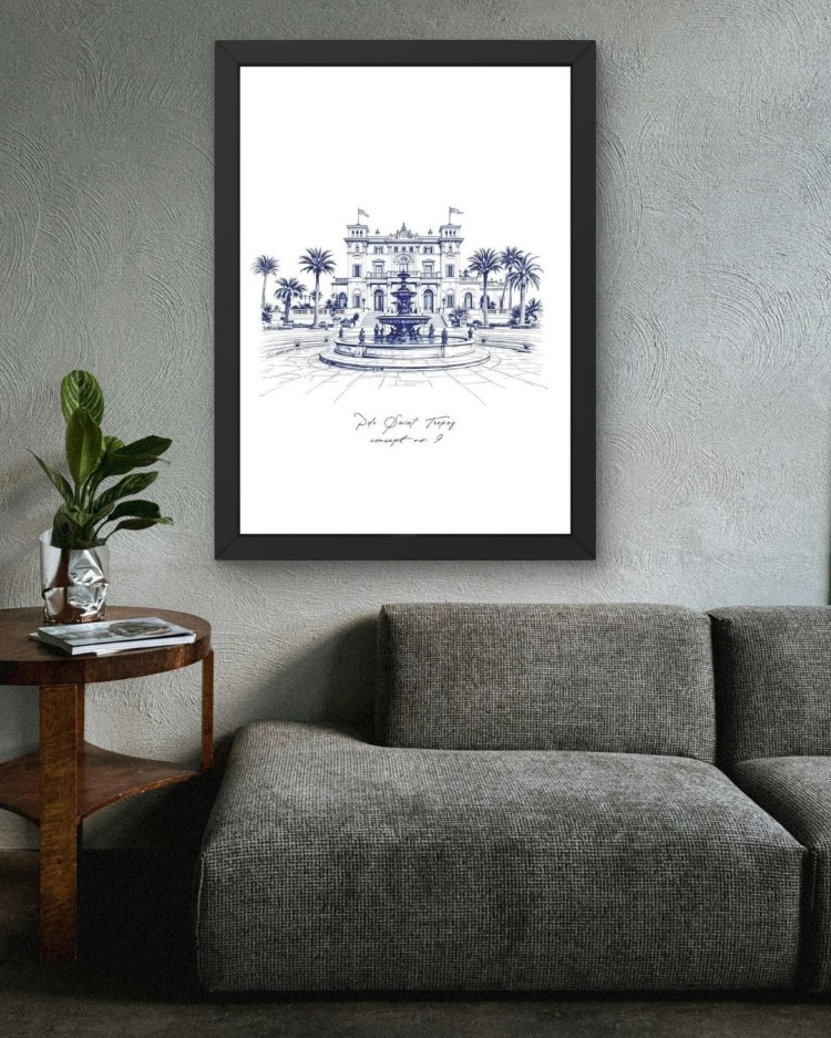 Klasik Villa Çizim Tablosu | Minimal Mimari Poster
