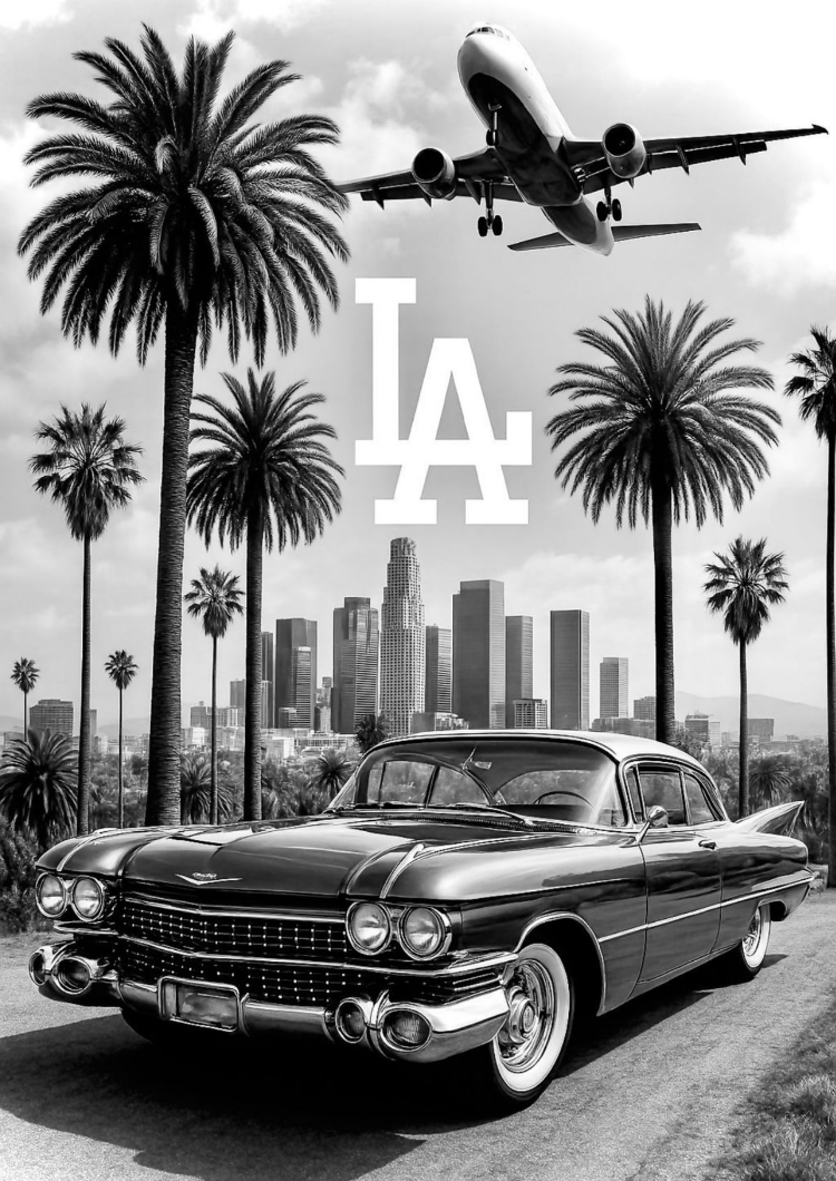 Los Angeles Tablosu | Şehir ve Klasik Araba Poster