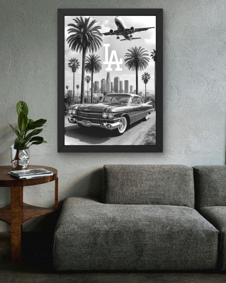 Los Angeles Tablosu | Şehir ve Klasik Araba Poster