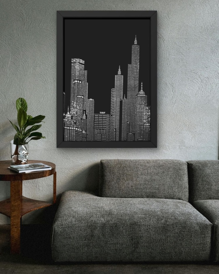 Şehir Manzaralı Tablo | Siyah Beyaz City Poster