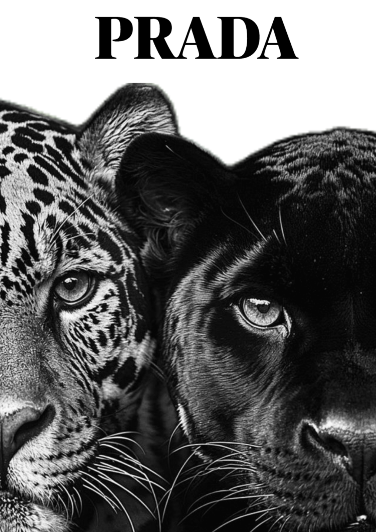 Leopar ve Panter Tablosu | Siyah Beyaz Modern Duvar Dekoru