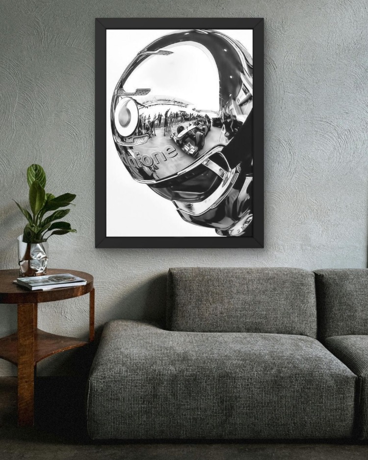 Motor Kaskı Tablosu | Modern Siyah Beyaz Poster