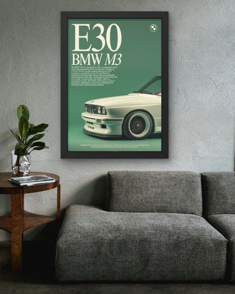 BMW E30 M3 Tablosu | Retro Araba Duvar Dekoru