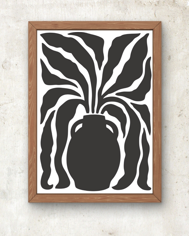 Siyah Çiçek Poster - Saksıdaki Sanat – Minimal Maksimum