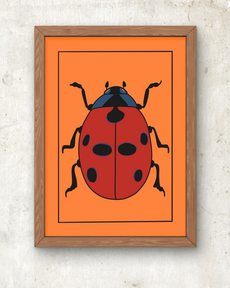 Minimal Uğur Böceği – Renkli Seçenekli Poster A3