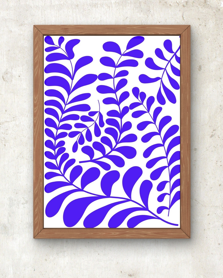 Sadeliğin Gücü – Mavi Yaprak Desenli Poster