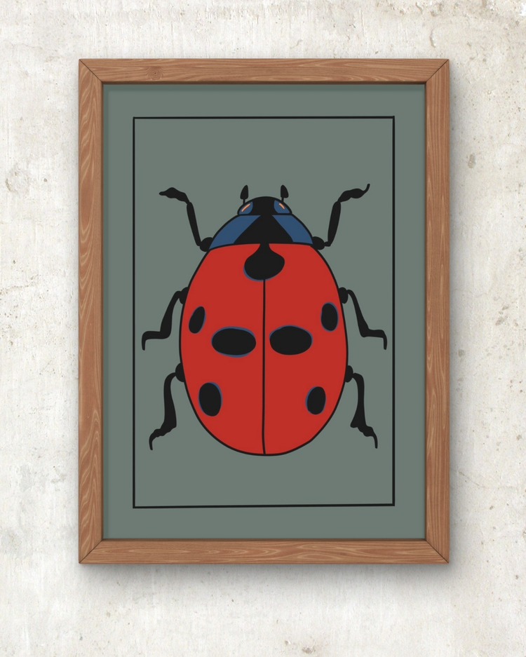 Minimal Uğur Böceği – Renkli Seçenekli Poster A3