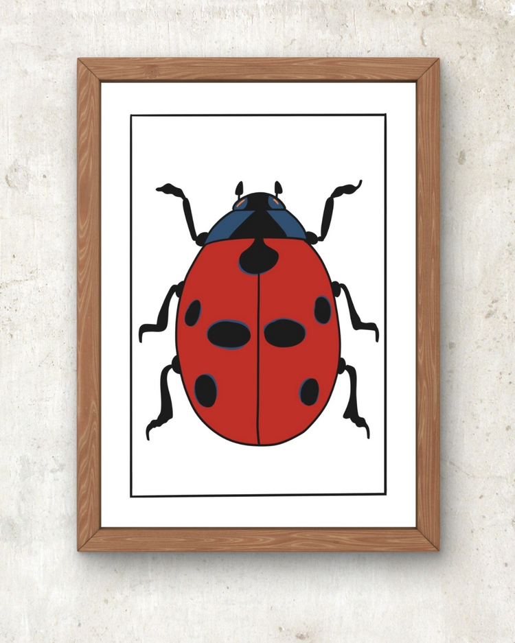Minimal Uğur Böceği – Renkli Seçenekli Poster A3