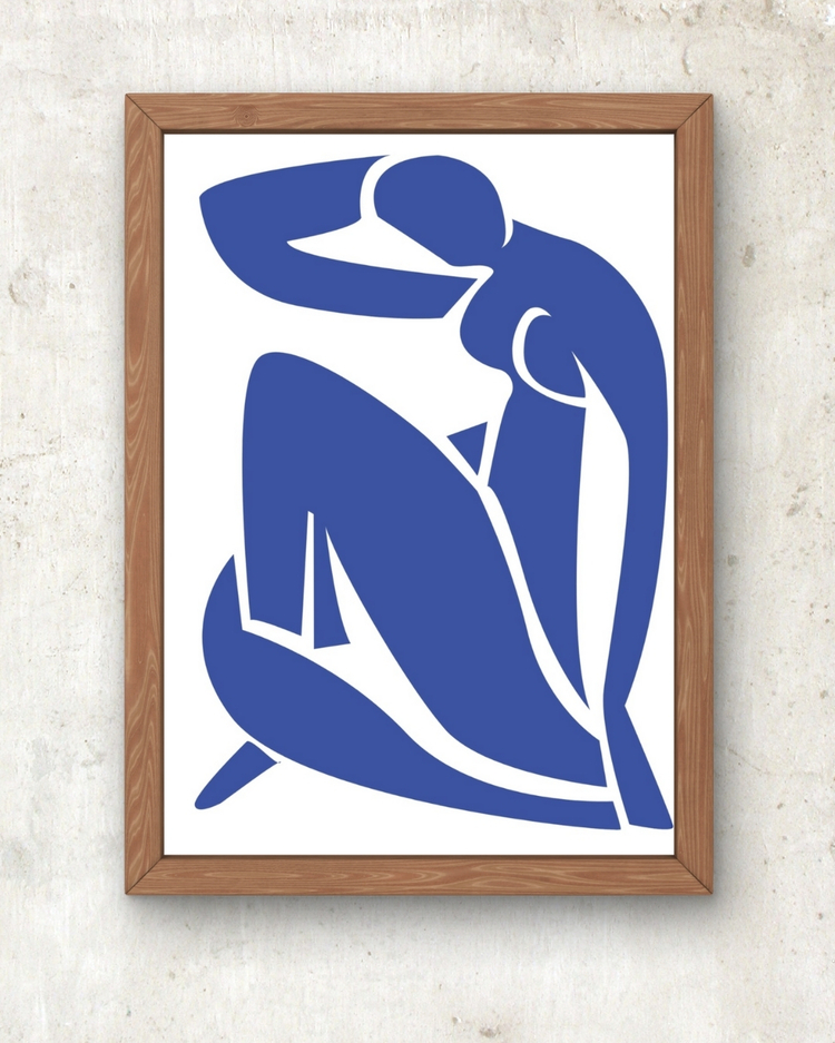 Mavi Figür – Matisse Esintili Modern Poster