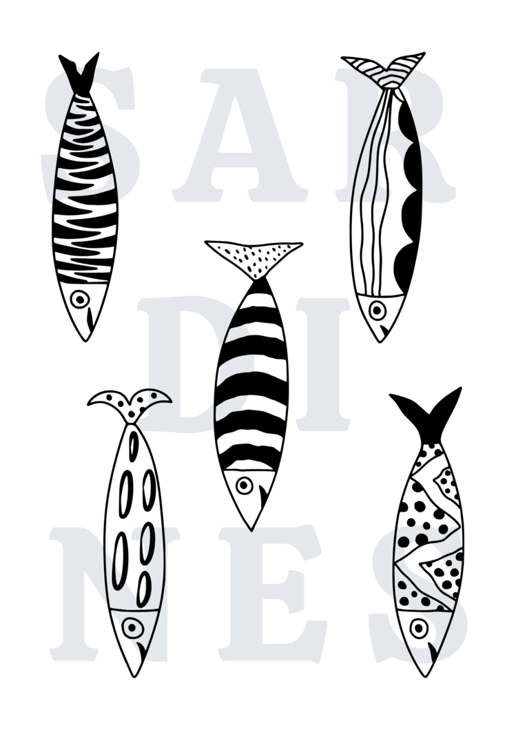 Sardines Ink Drawing