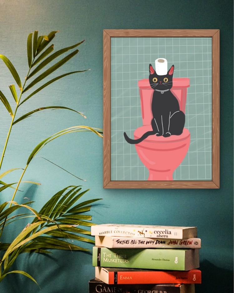 Tvaletteki Kedi Posteri A3 