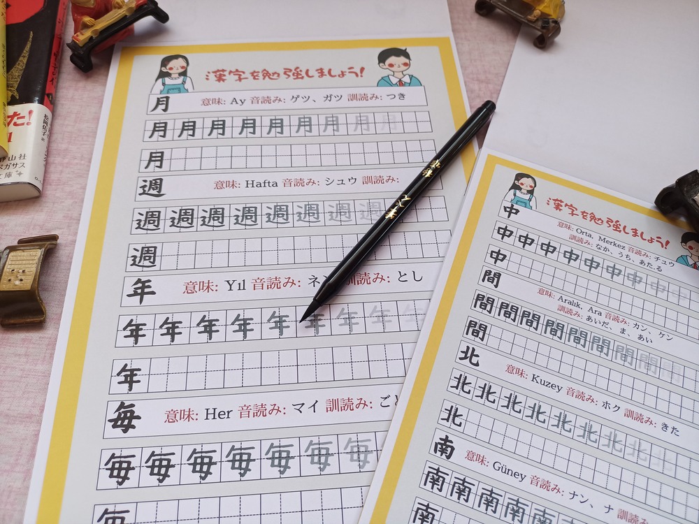 JLPT N5 Kanji Çalışma Kağıdı A5 Defolu