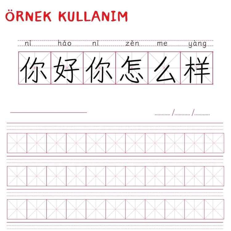 拼音米字格 (Pinyin Mizige) Çince Güzel Yazı Defteri