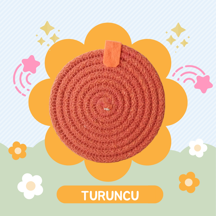Pamuk Kordon İp Bardak Altlığı Turuncu