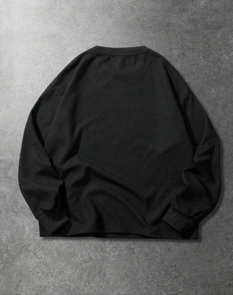 Gotik Haç & Sarmaşık Baskılı Siyah Sweatshirt