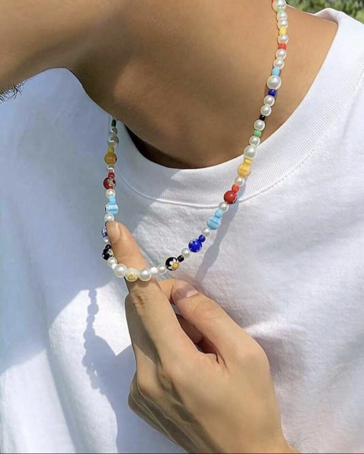 Y2K Renkli Boncuklu & İncili Choker Kolye
