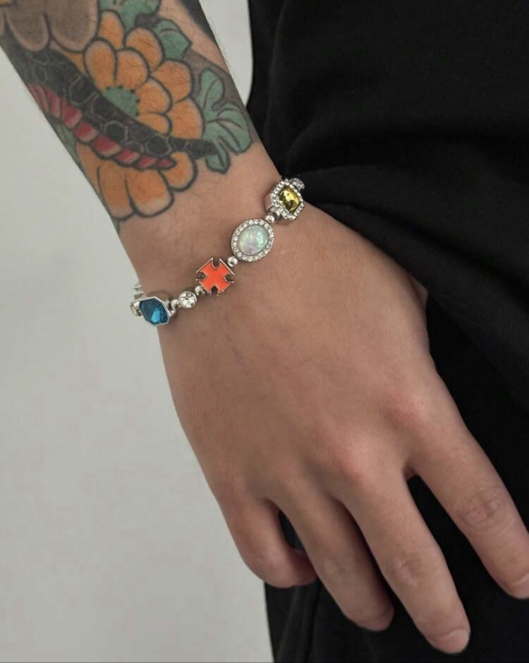 Victorian Goth Çok Renkli Mücevher Taşlı Kolye Bileklik Set
