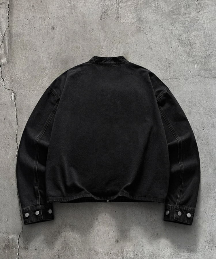 Askeri/Bando Detaylı Siyah Denim Ceket