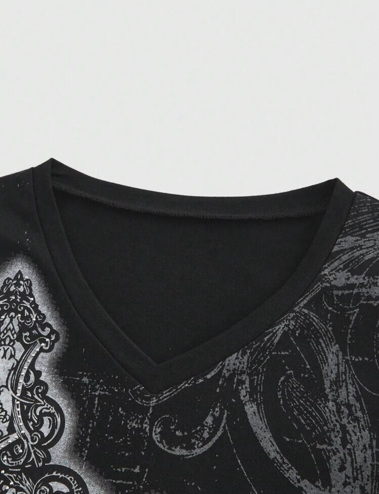 Gothic Grunge Uzun Kollu Siyah Bluz